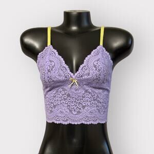 Victoria’s Secret VINTAGE Longline Lace Bralette Womens M Purple Coquette Pastel